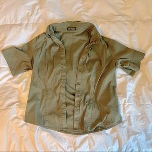 Olive Green Button Up T-Shirt